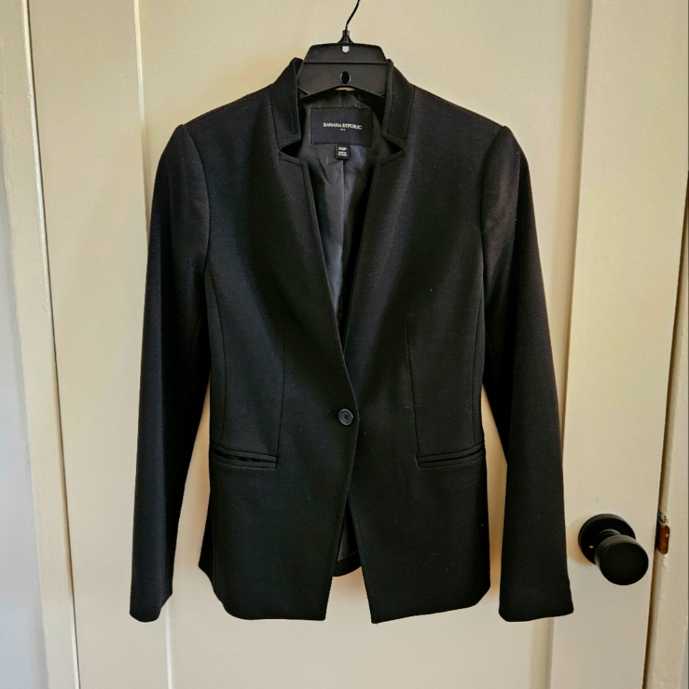 Banana Republic Classic Black Pont Blazer notch collar 00p